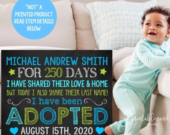 Adoption Announcement Sign Son Digital Chalkboard Adopted Poster Boy Photoshoot Prop Printable File