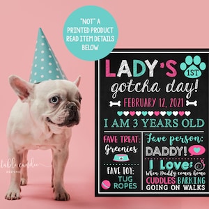 Dog Gotcha Day Sign Puppy 1 Year Poster Pet Birthday Stats - Etsy