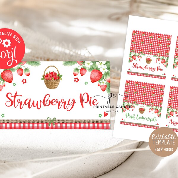 Strawberry Theme Food Labels - Etsy