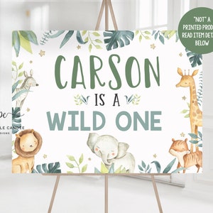 Safari Birthday Party Backdrop Wild Boy Jungle Theme Animal Party Decor Background Poster Sign Printable Digital download