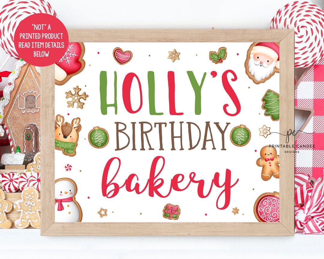 Cookie Party Bakery Sign Christmas Baking Birthday Holiday Girl Theme ...