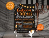 Adult Halloween Party Invite Template Costumes Cocktails Invitation Boo and Brews Vintage Editable Printable File