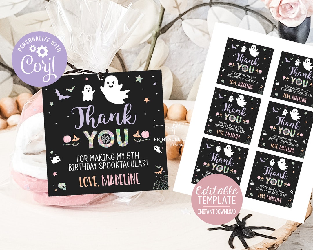 Halloween Birthday Favor Tags Pastel Girl Costume Party Theme Favors ...