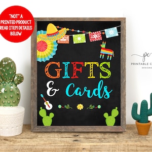 Fiesta Gift and Cards Table Sign Printable Mexican Cactus Baby Shower Decor Instant Download