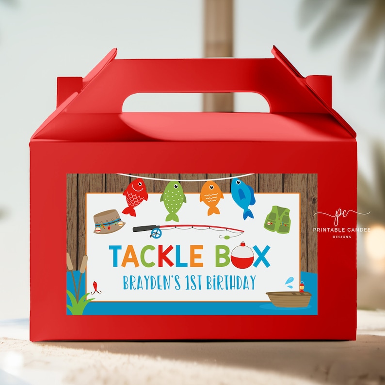Fish Theme Raffle Box Editable Fishing Gable Box Labels the Big One Favors Fishing Birthday ...