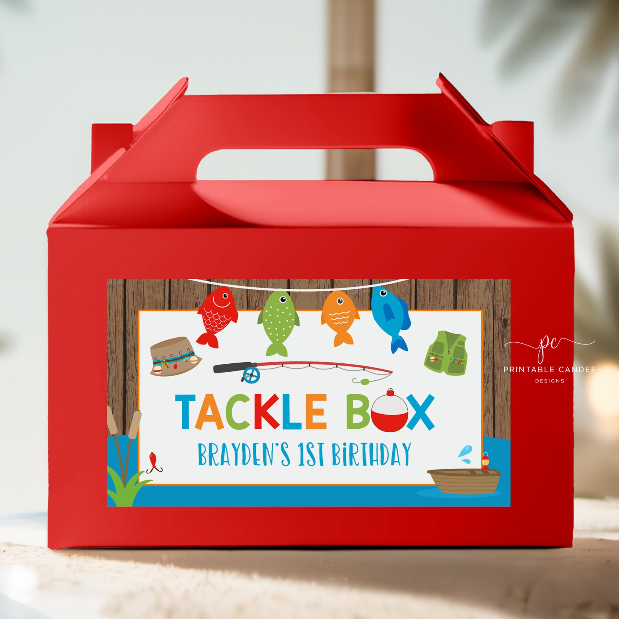 Editable Fishing Gable Box Labels The big One Favors Fishing Birthday Party Decor Template Printable TTBF