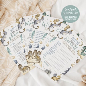 Dragon Baby Shower Games Blue Dragons Theme Printable Game Bundle It's ...