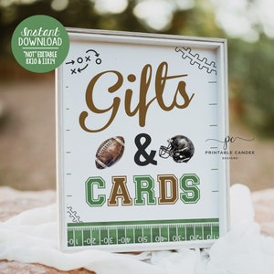 Cadeau football signe sport fête d'anniversaire imprimable décoration thème recrue cadeaux cartes tableau signe faveurs téléchargement immédiat imprimable