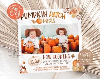 Pumpkin Patch Minis Session Template Autumn Photography Fall Leaves Mini Sessions Photographer Marketing File NOT a PSD