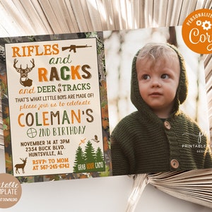 Deer Hunting Birthday Invitation Camo Party Invite Hunting Theme Instant download Editable Template