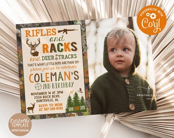 Deer Hunting Birthday Invitation Camo Party Invite Hunting Theme Instant download Editable Template