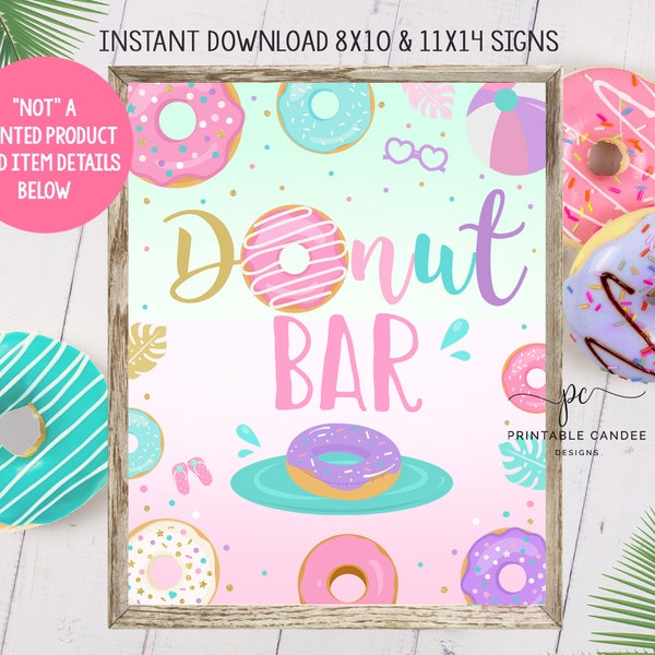 Donut Pool Party Sign Donut Bar Summer Birthday Decor Donuts Theme Food Sign Instant Download Printable File