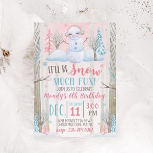 Editable Snowman Birthday Invitation Girl Winter Birthday Snow much fun Party Invite Template Instant Download
