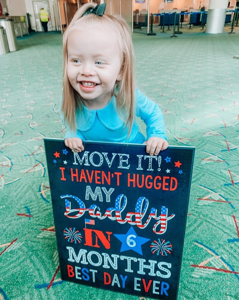 Welcome Home Daddy Sign Military Homecoming Back from Deployment Sign Chalkboard Printable Custom image 4