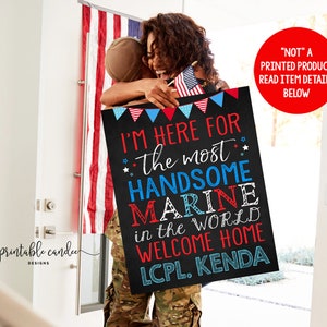 Welcome Home Wife Spouse Husband Sign Military Back from Deployment Sign Chalkboard Printable Custom