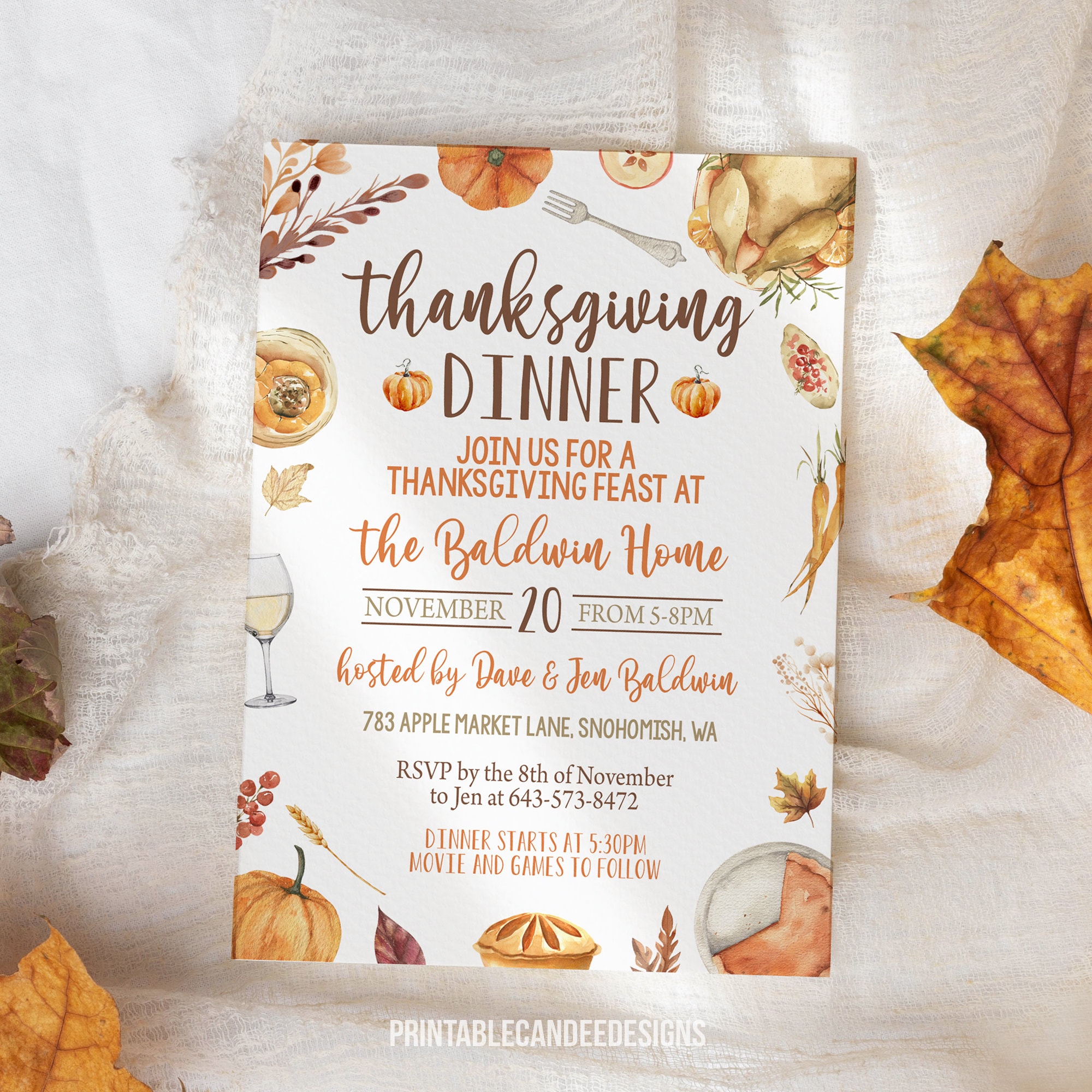 thanksgiving invitation template pumpkin friendsgiving invite fall