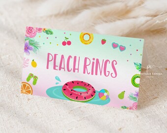 Carpas de comida Twotti Frutti Etiquetas de comida para piscina de verano Decoración de fiesta Imprimibles de Tutti Frutti Plantilla de carpa Tood TFPT