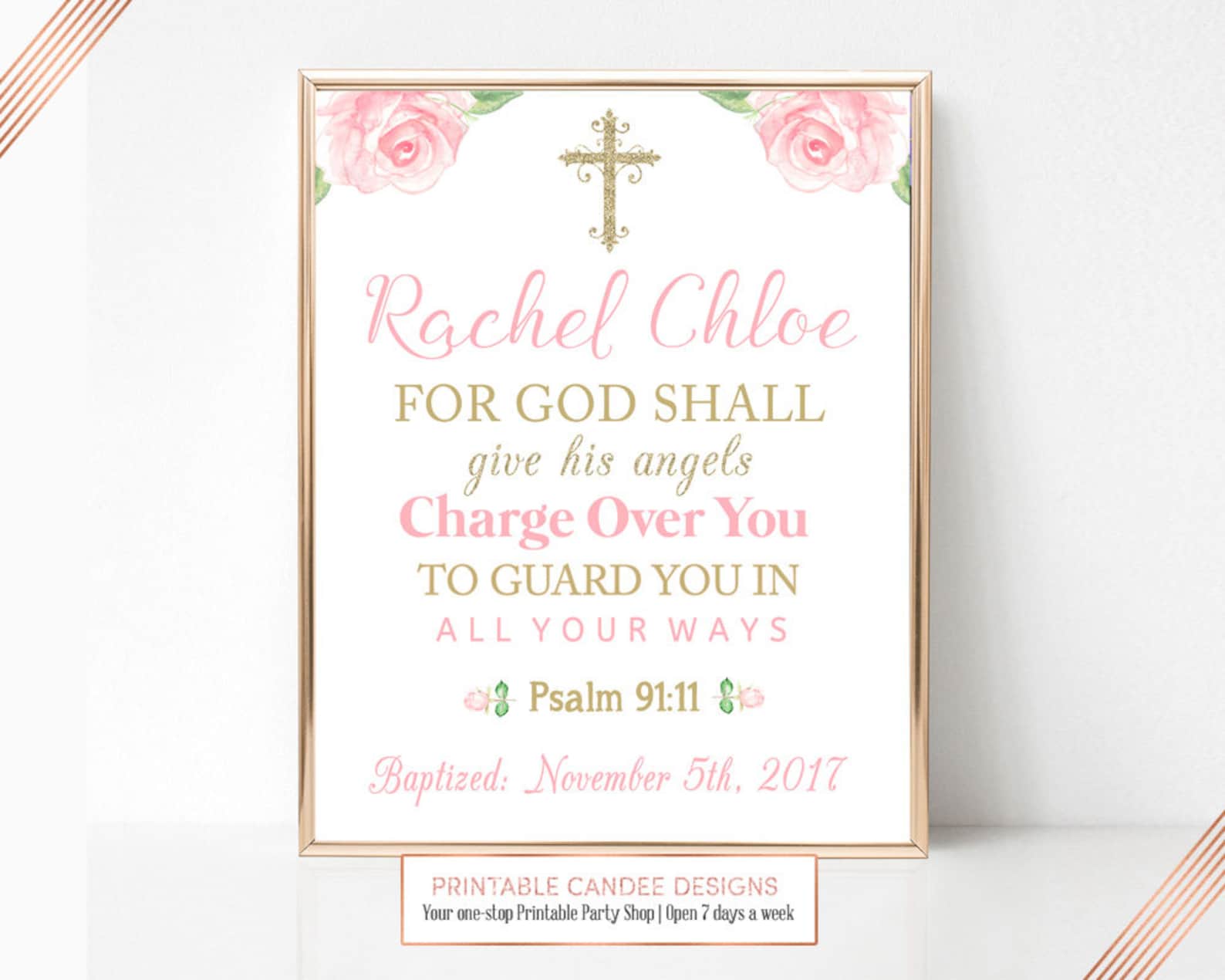 Personalized Baptism Gift, Bible Verse Wall Art, Baby Girl Baptism Gift