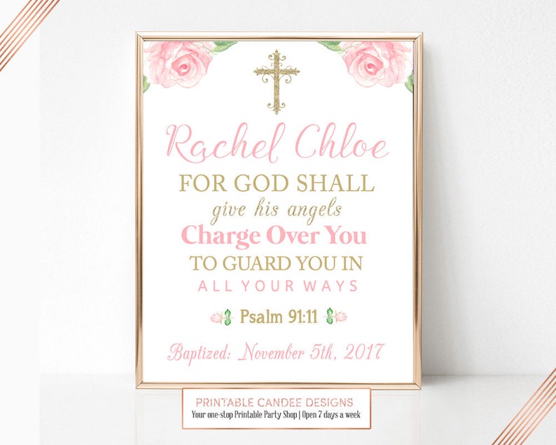 Personalized Baptism Gift Bible Verse Wall Art Baby Girl  Etsy
