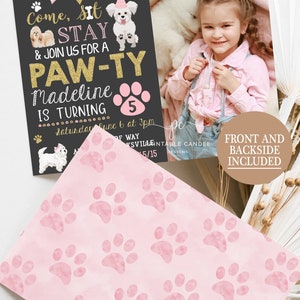 Girl Puppy Birthday Invitation Pink and Gold Dog Party Pet Invite Theme ...