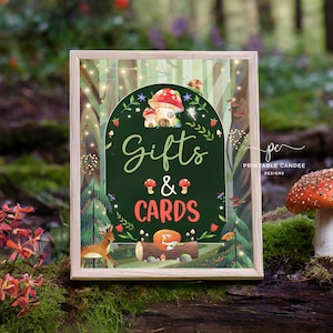 Verzauberter Waldparty Geschenkschild Waldfee Geburtstagsdeko Pilz Fuchs Tischschilder Printable EFMT