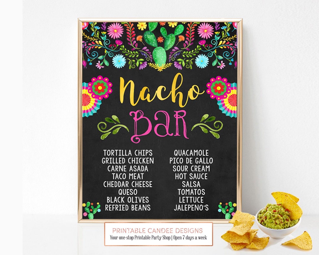 Nacho Bar Menu Sign Cinco De Mayo Taco Party Birthday Fiesta Baby