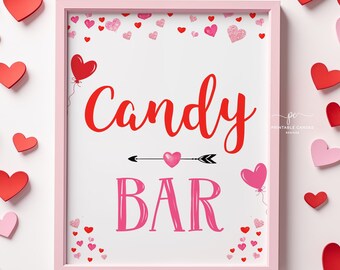 Signe de barre chocolatée de la Saint-Valentin, décoration d'anniversaire en coeur, décoration de table de fête coeur, imprimables mignons doux rouge rose Saint-Valentin CSVDT