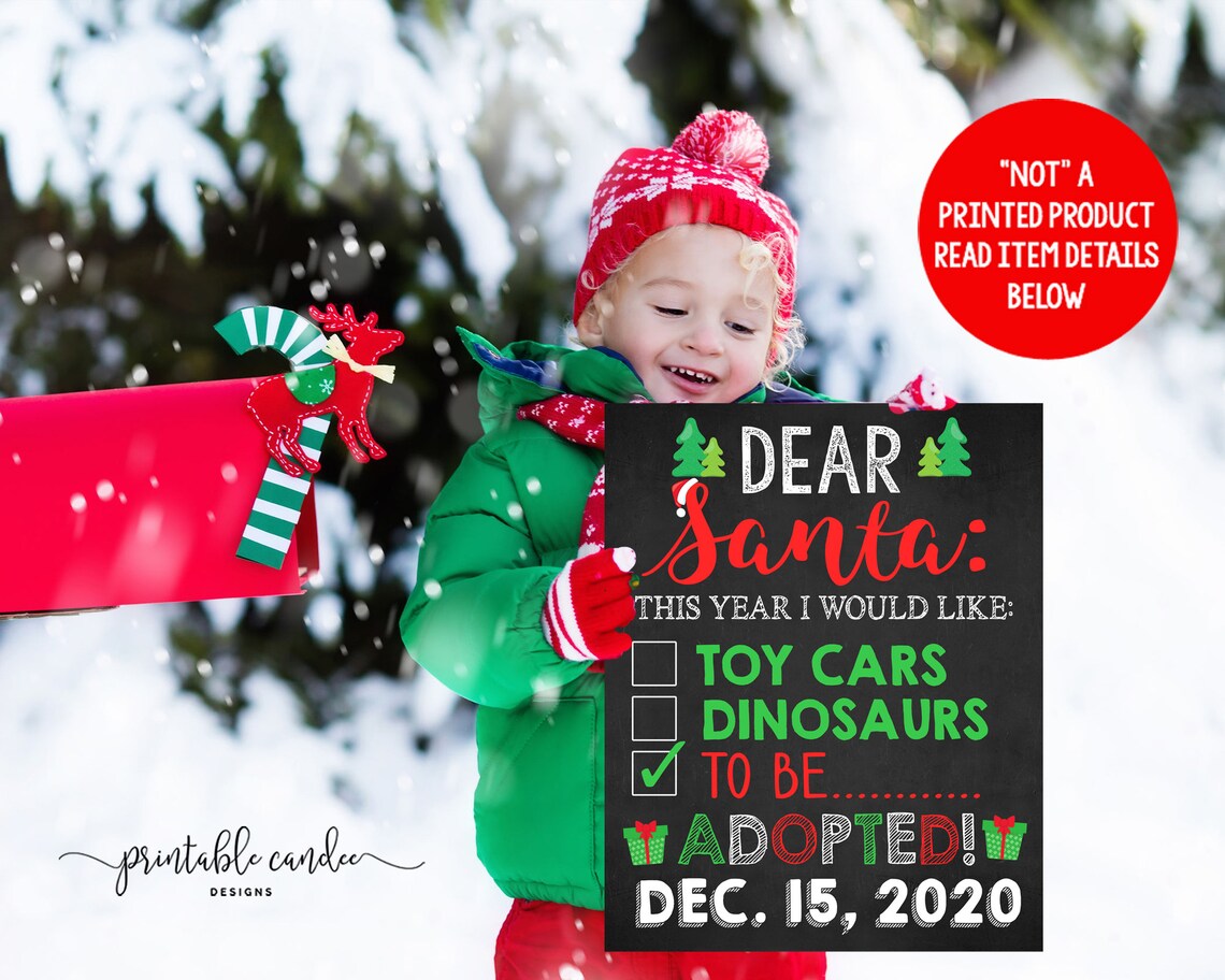 Christmas Adoption Announcement Sign Digital Chalkboard Etsy