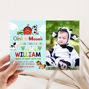 Farm Birthday Invitation Template Barnyard Animals Party Editable Photo Invite image 4