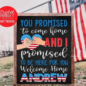 Welcome Home Wife Spouse Husband Sign Red White Sailor Navy Homecoming Promised Back from Deployment Sign Chalkboard Printable Custom