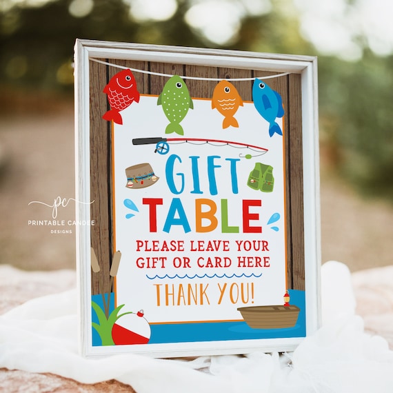 Fishing Gift Table Sign Fish Table Sign Fishing Party Signs Fishing Decor The Big One Printable Instant Download TTBF