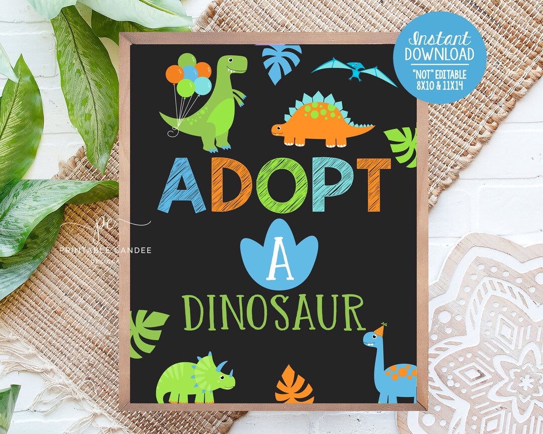 adopt-a-dinosaur-sign-boy-birthday-dino-adoption-center-party-table-activity-gift-blue-decor-printable-instant-download-etsy