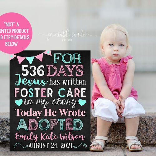 Adoption Announcement Sign Daughter Digital Chalkboard Adopted Etsy