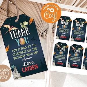Dragon Favor Tags Dragon Birthday Party Printables Dragon Boy Favors Birthday Theme Instant Download