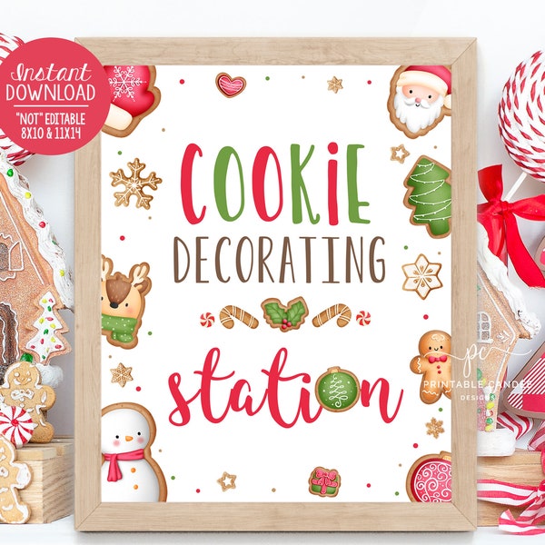 Plätzchen Dekorieren Station Zeichen Süße Geburtstag Cookie Party Weihnachten Thema Dekor Urlaub Printable Instant Download