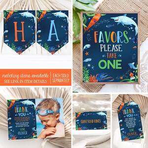 Editable Under the Sea Welcome Sign Deep Sea Creatures Boy Birthday ...