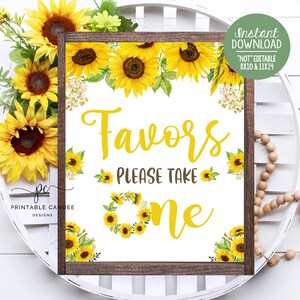 Sunflower Favor Sign Sunflowers Birthday Party Favors Table Sign Girl Birthday Fall Theme Decor Printable File