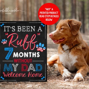 Welcome Home Dog Sign Dad Pet Homecoming Back from Deployment Best Friend Sign Chalkboard Printable Custom