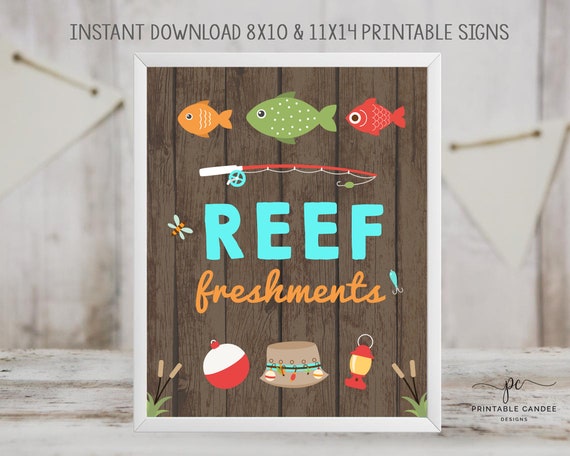 Fishing Food Sign Fish Table Sign Fishing Party Signs Fishing Decor the Big  One Rustic Printable Instant Download 