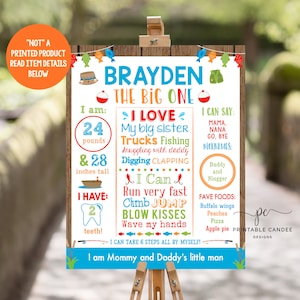 Fishing Birthday Stats Sign Fishing Themed Big One Milestone Poster Outdoors Fish Party Decor Printable File