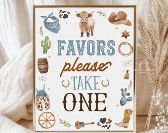 Cowboy Birthday Favor Sign Rodeo Party Highland Cow Ranch Digital Download