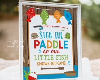 Letrero de libro de visitas de pesca Letrero de mesa de pesca Letreros de fiesta de pesca Decoración de pesca Letrero de The Big One Descarga instantánea imprimible TTBF