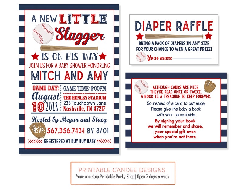 Baseball Baby Shower Invitation Sports Little Slugger Invite Etsy