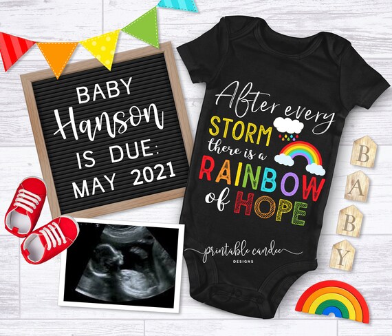 Rainbow Baby Pregnancy Announcement Digital Letter Board Baby