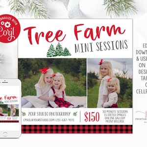 Tree Farm Mini Session Template for Photographers Christmas Mini Holiday Portrait Session Instant Download