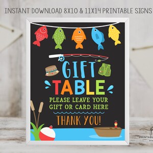 Fishing Gift Table Sign Fish Table Sign Chalk Fishing Party Signs Fishing Decor The Big One Printable Instant Download