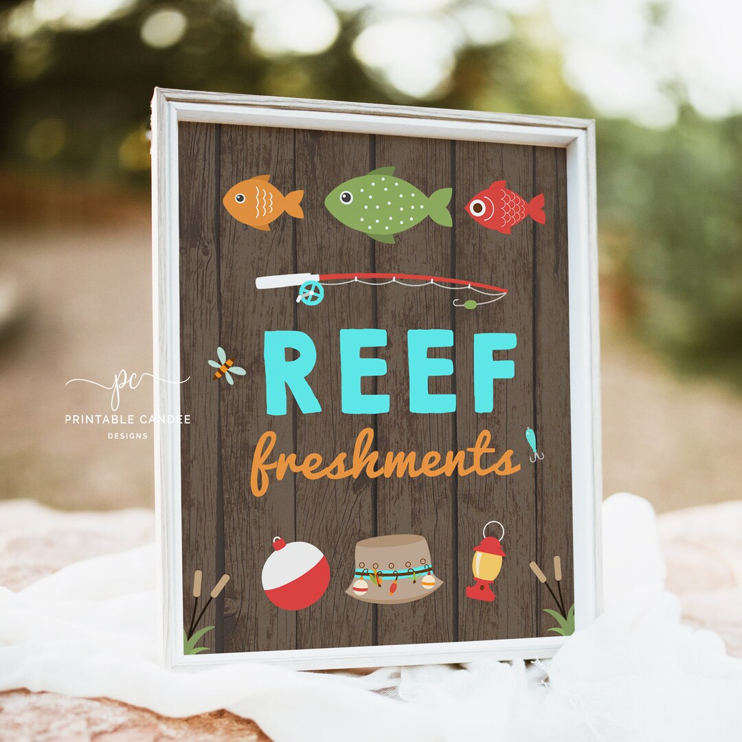Fishing Food Sign Fish Table Sign Fishing Party Signs Rustic Fishing ...