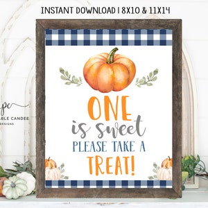 Pumpkin Favor Sign Birthday Boy Table Sign Pumpkin Party Signs Decor Fall Party Autumn Blue Pumpkin Decor Instant Download
