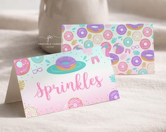 Donut Pool Party Food Labels Summer Birthday Decor (Digital Template)