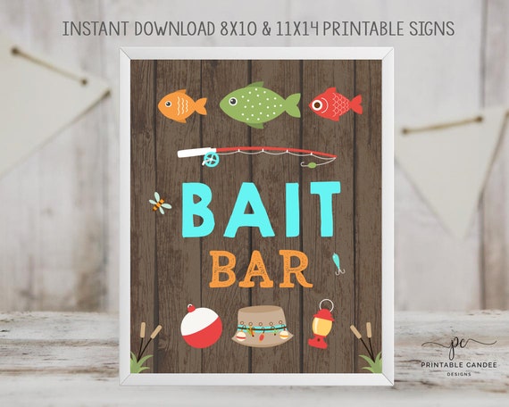 Fishing Food Sign Fish Table Sign Bait Bar Fishing Party Signs